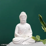 White PMR Polyresin Buddha Statue for Garden/Home/Office (5.5 Inch), intricately handcrafted figurine by Indian artists