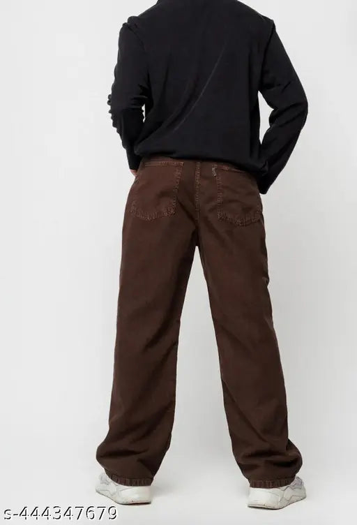 Men's oversized brown baggy jeans