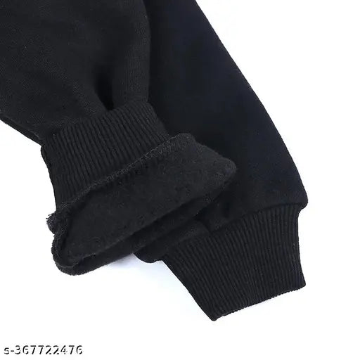 Kids winter boys and girls printed hoodie in black colour (fleece inside