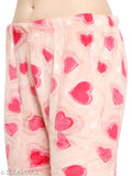 Pink fleece, women's loungewear pyjama leggings for casual winter wear