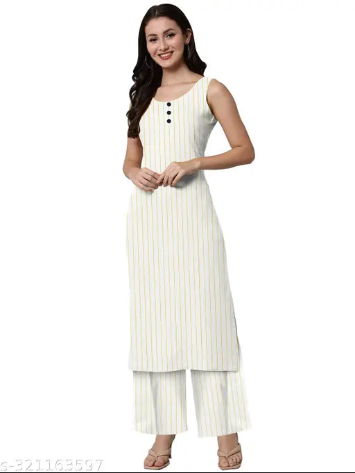 White cotton kurta with palazzos, solid net pattern, three-quarter sleeves, Indian ethnic wear for women, XL size