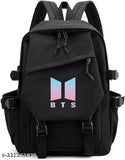 Lightweight & durable, vibrant print design BTS college bag for girls - 4 compartments, free size (29cm x 42cm x 13cm)