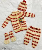 Stylish wool sweter set for baby boys & girls in striped pattern, trendy winterwear for newborns from LittleMuffs (India)