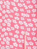 Pink printed front slit skirt