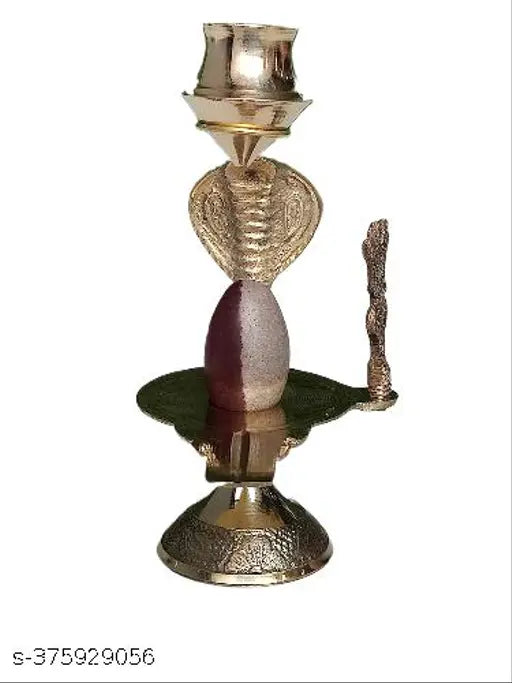 Brass Shivling idol - DARIDRA BHANJAN Ardhnarishwar Narmada Shivling for daily home worship, 3cmL x 10cmH x 8cmB, Indian origin