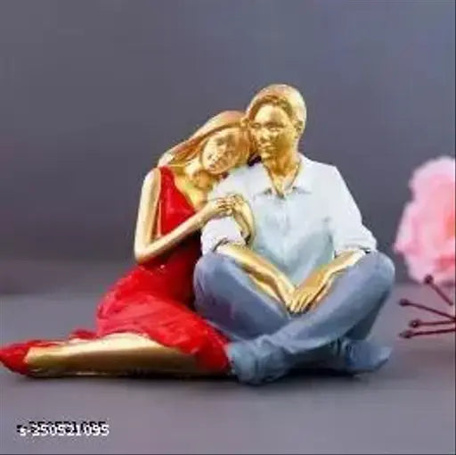 Multicolor resin couple idol statue - 14cm x 13cm for romantic home decor, ideal for Valentine's, wedding anniversary gifts
