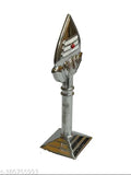 Silver-colored small Metal Sri Murugan Vel Idol Figurine, ideal for car dashboards, pooja rooms, and office table decorations. Hand-finished Indian artistry, slight variations may occur
