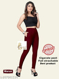 Marrun Cigar jeggings for women and girls, solid cotton stretch trousers in sizes 24-XXL from India