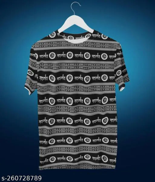Lycra short sleeve JAI MAHAKAL SHIV JI printed t-shirt in various sizes, Indian-origin polyester fabric