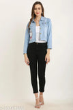 Solid kitty patch jean jacket for girls