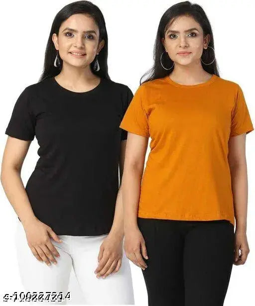 Black and yellow cotton blend short sleeve T-shirts, pack of 2 sizes S-XXL
