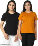 Black and yellow cotton blend short sleeve T-shirts, pack of 2 sizes S-XXL