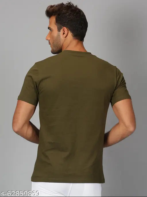 Round olive cotton Men's shirt, printed short sleeves, latest UrGear fashion