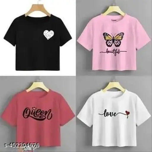 Printed cotton women's crop top combo in S, M, L, XL (India)