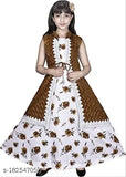Ethnic party wear cotton blend gown for kids, embellished net design, sleeveless style. Perfect fit with corsage, suitable for various occasions like festivals and parties. Available in colors silver, light green, pink. Size options include 4-5 years, 5-6 years, 8-9 years, etc., made in India