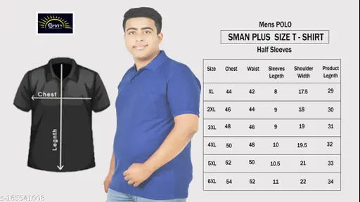 Matty fabric, half-sleeve polo t-shirts for men in lemon and red, available in sizes XL to 6XL. Comfortable, high-quality plus size tees made in India
