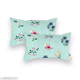 Light Green cotton fitted bedsheets, 210 TC super soft for double bed (78x72+10), DWORTH premium quality with 2 pillow covers, floral print