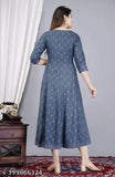 Blue momal printed long kurta dress