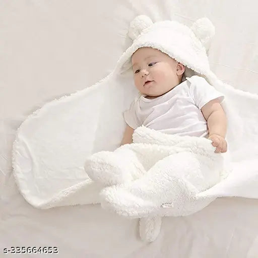 Aakriti Soft cotton-thickened newborn wrap blanket, warm and breathable for 0-9 months swaddling or sleeping bag use. Indian-made, free size (30in x 28in)