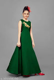 Green solid round neck ethnic gown for kids by Bold Born, sleeveless and available in sizes 2-3 Years, 3-4 Years, 4-5 Years, 5-6 Years, 6-7 Years, 7-8 Years. Made in India