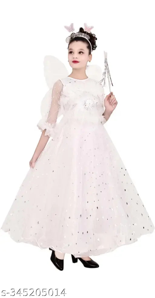 Embellished net frock, three-quarter sleeves, Indian fancy dress for kids aged 2-8 years