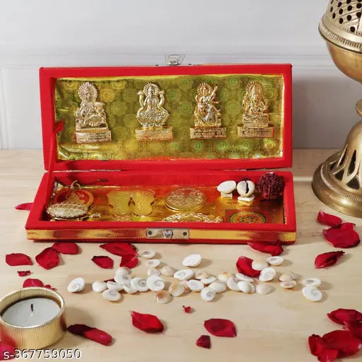 Metal Pooja Yantra - Shree Shri Dhan Laxmi Kuber Bhandari, brings wealth and success for home or office decor, 19cm x 3cm x 8cm, Diwali gift item