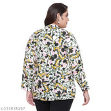 Plus size women's rayon printed V-neck top, casual wear with eye-catching prints, XL to 5XL sizes