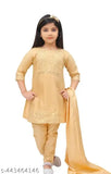 New cotton blend three-quarter sleeve dress in solid color, Indian handcrafted children's clothing