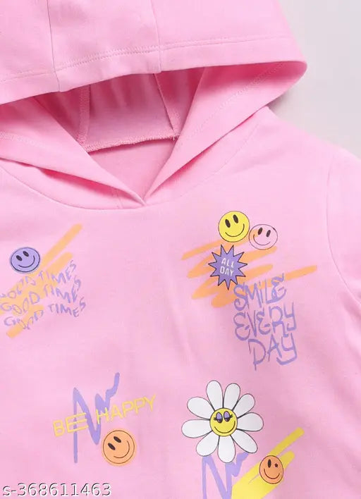 Pink cotton Mimino girls allover printed long sleeve sweatshirt - fun kids' fashion