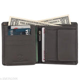 Gray genuine leather RFID-blocking men's wallet with 3 compartments, presented in a gift box