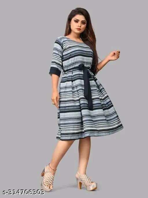 Indian printed crepe short dress for women - comfortable, stylish, and trendy
