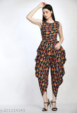 Sleeveless printed maxi crepe jumpsuit for women, vibrant Indian festival style with elastic waist and sweat-absorbent armpit lining