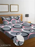 Glace cotton fitted bedsheet, gray and pink print, elastic edges, double size, 2 pillow covers.