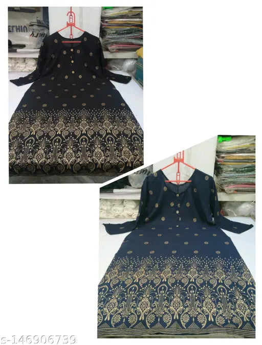 Rayon three-quarter sleeve women's fancy printed kurtis set, premium quality plus size Indian fashion