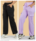 Comfortable, stretchable Lycra trousers for women - classic style, pack of 2
