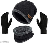 Winter caps in black, made of faux fur material