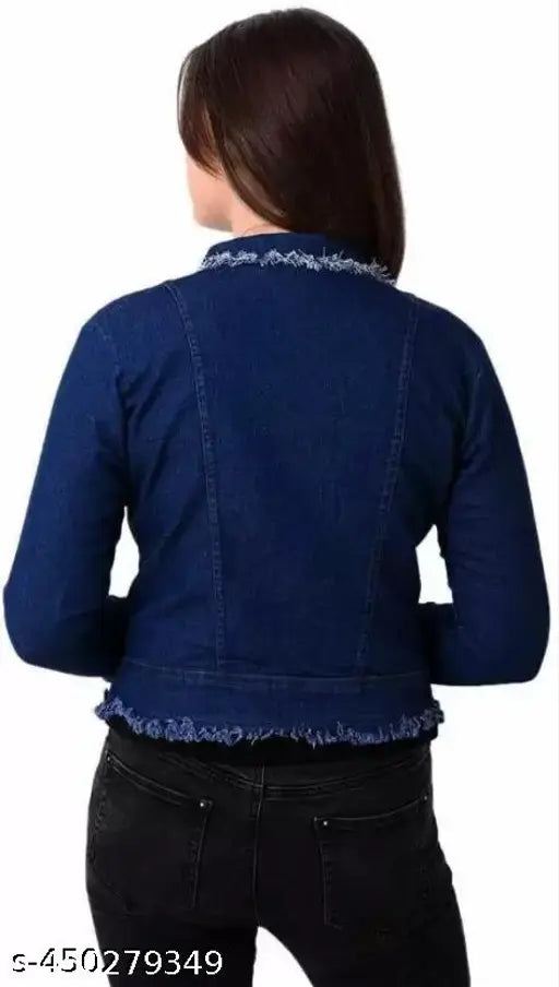 Denim, solid-colored women's long-sleeved jacket, variety of sizes from S to XXXL, India origin