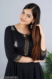 Black embroidered anarkali kurti, long sleeves