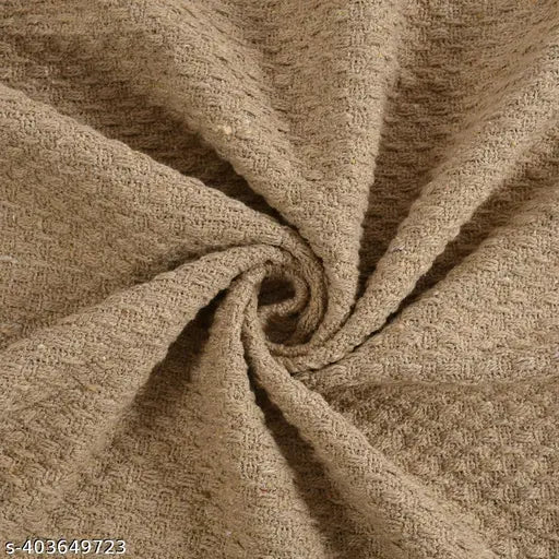 Beige cotton throw (130x180 cm), solid pattern, understated elegance, Indian-made home decor