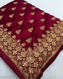 Red Georgette saree with intricate embroidery