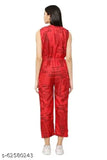 Poly crepe jumpsuit with paper print design, sleeveless and vibrant - XS, Indian origin