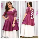 Purple and white kurta with sharara set, embellished details, traditional design