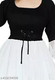 Girl's round neck selveless flare dress below knee length