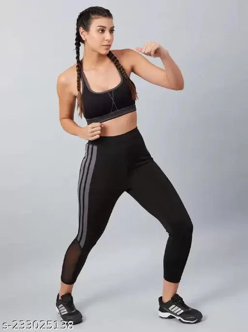 Striped net Lycra track pant for women, best for gym and track wear, classic look (size 24/28, 30/32, 34/36, 38/40, 42/44)