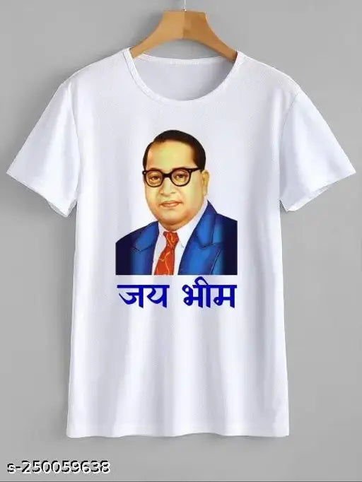 Polyester Jai Bheem T-shirt with Bhim Rao Ambedkar photo print, Indian origin