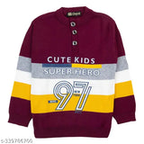 Colorblocked wool winter sweater for kids, 7-8 years, Indian origin