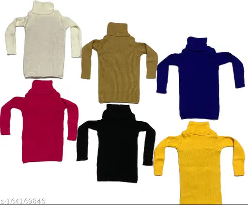 Cotton blend self-design high neck winter sweater multipack for baby boys & girls (0-6 Months - 6-7 Years), Indian origin