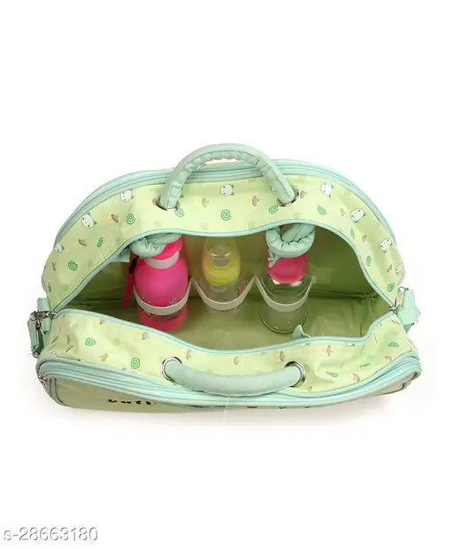 Green polyester Chinmay Kids baby organizer backpack, perfect for casual travel outings with 3 compartments for newborn essentials