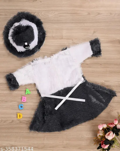 Wool three-quarter sleeve kids girls winter wear, solid pattern, Indian-made clothing for 0-24 months