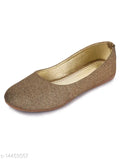 Golden synthetic leather ballet flats, Moonwalk Bellies for women - stylish flat sandals for daily wear and parties